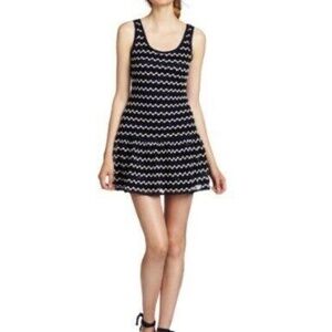 Ali Ro 10 Crochet Sequin Striped Dress Fit Flare